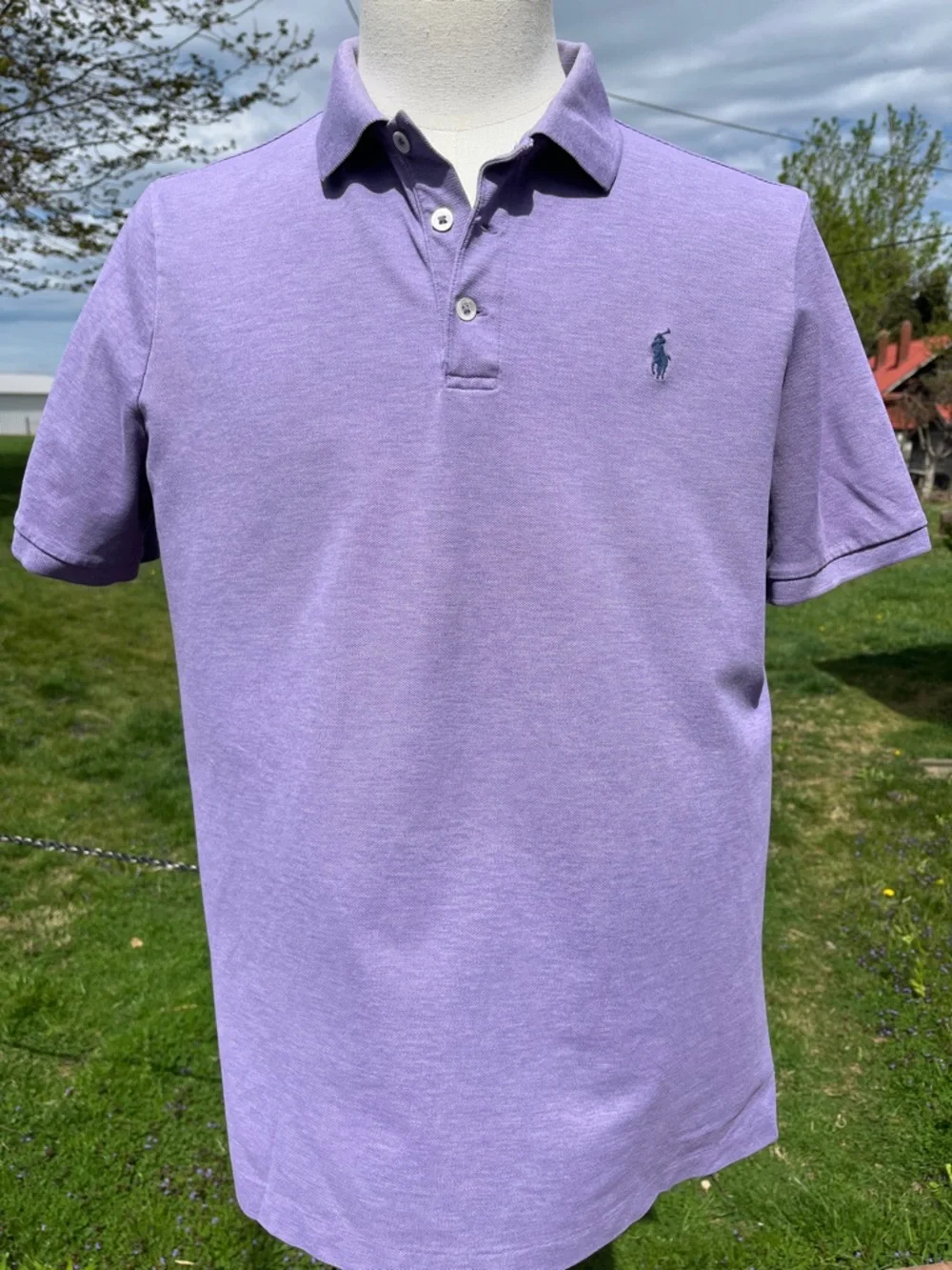 -Polo Ralph Lauren Lavender Polo Shirt Short Sleeve Men's Size Medium - Picture 7 of 14